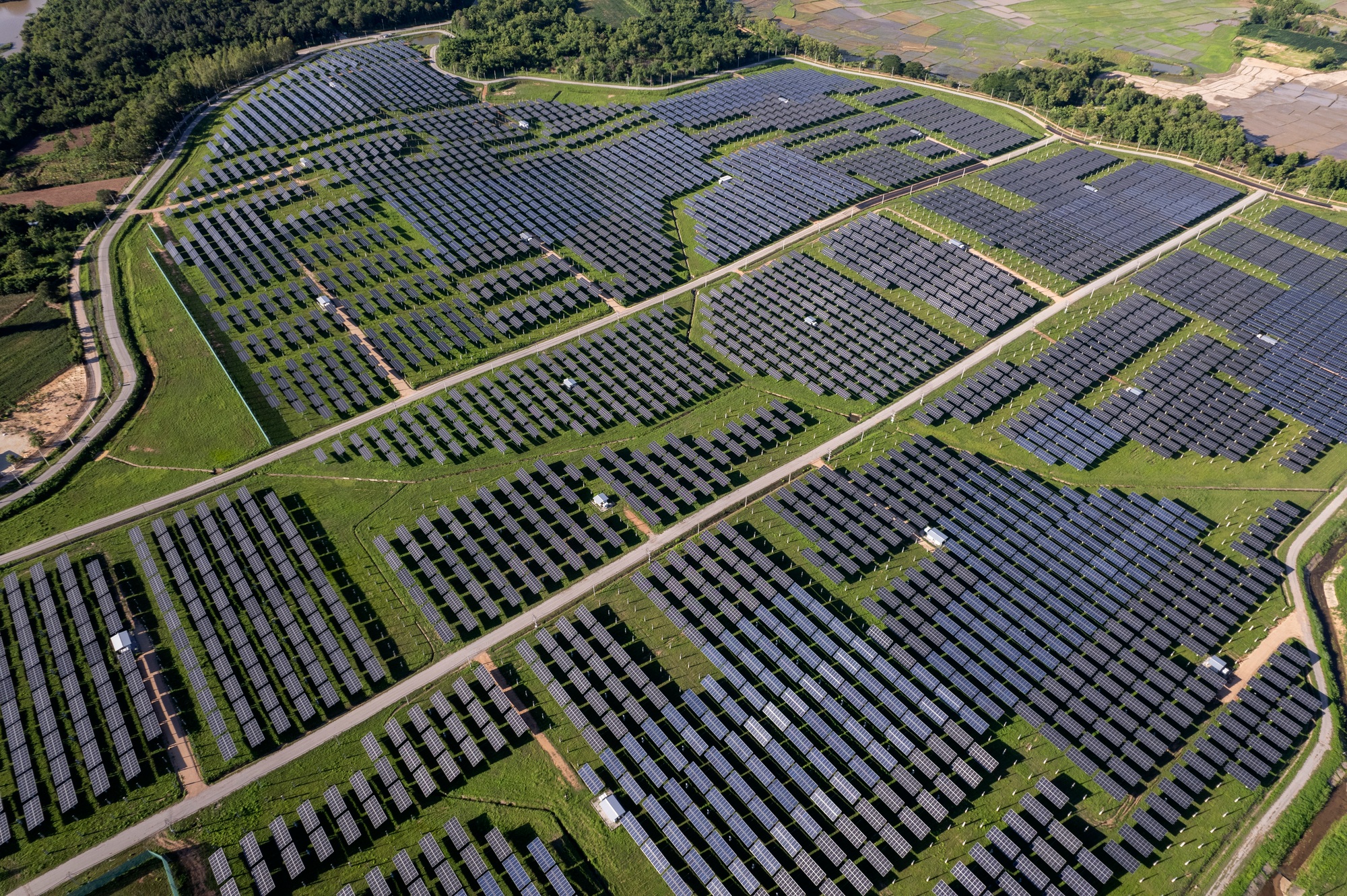 Solar photovoltaic panel power station on the top of the mountain